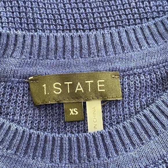 1.State blue crew neck sweater with side buttons pull over Size XS - Picture 6 of 8